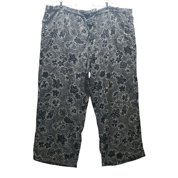 Sonoma Black Floral Wide Leg Pants 3X – Linen Blend Y2K Lounge Vibes - Picture 1 of 12
